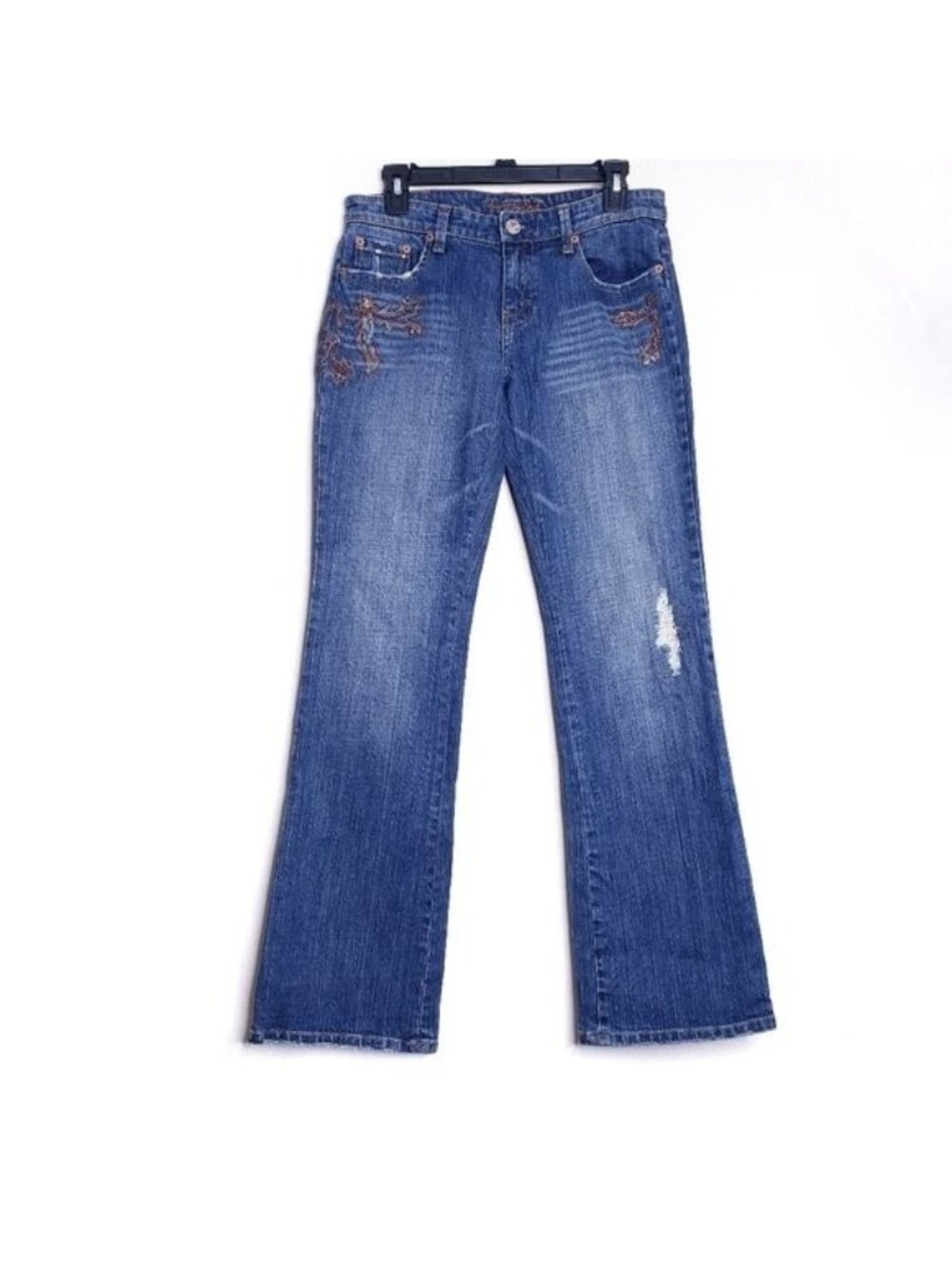American Eagle Stretch Boot Beaded Distressed Bootcut Jeans Y2K Women's Size 6